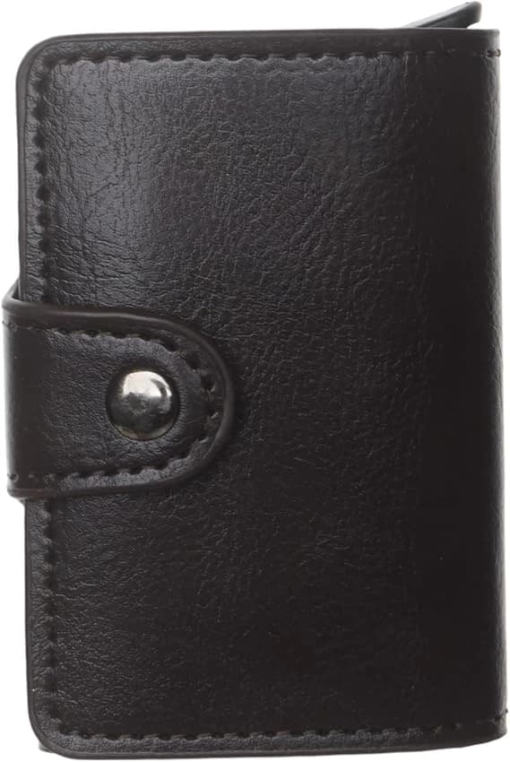 2 Pockets Leather Card Wallet black