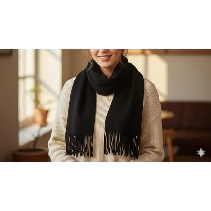 Luxurious Braided Fringe Shawl – 2m x 80cm, Multicolor