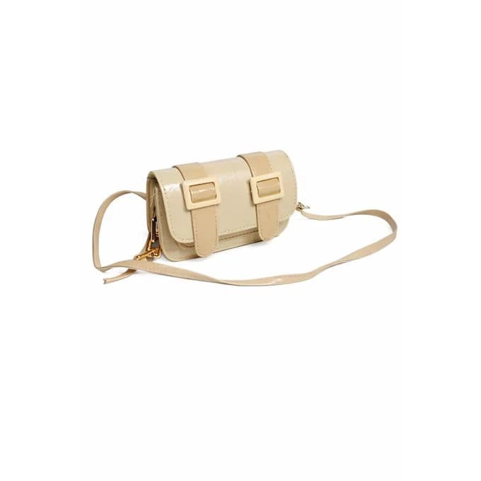 Small Leather Crossbody Bag for Girls – Long Strap, Double Clasp